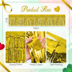 3 Pack Red Green Gold Table Skirts, 29x108" Metallic Foil Tinsel Fringe Table Skirt for Rectangle Tables Streamer Curtains Backdrop, Party Decorations for Birthdays, Weddings, Holidays