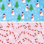 LeZakaa Christmas Wrapping Paper for Kids, Mini Roll, Red Truck, Snowman Christmas Tree in Blue & Pink Candy Cane Reversible Design for Winter Holiday Family Gathering, 17 inches x 32.8 Feet