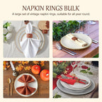 APTWOW Leather Napkin Rings Set of 12 - Fall Thanksgiving Napkin Rings Bulk, Brown Vintage Farmhouse Napkin Holder for Wedding Party Birthday Banquet Table Decor and Daily Use