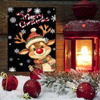 Merry Christmas Reindeer Metal Tin Sign - Funny Christmas House Decoration 12x16Inch for Outdoor and Indoor Use