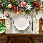 Artoid Mode Beige Snowflake Let It Snow Winter Placemats Set of 4, 12x18 Inch Seasonal Christmas Table Mats for Party Kitchen Dining Decoration