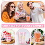60 Pcs Disposable Stemless Clear Glasses 16 oz NATURAL Arc Crystal Plastic wine glasses Clear Classic Pet Cup for Meeting Weddings Birthdays Cocktail Christmas Party Supplies