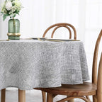 maxmill Flaxy Faux Linen Tablecloth with 2-Tone Slubby Texture Wrinkle Resistant Anti-Shrink Soft Table Cloth for Kitchen Dining Restaurant Tabletop for Event Dinner Round 70 Inch Light Gray