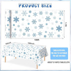 4.5x100 Feet Roll of Christmas Plastic Tablecloth Decorations,Disposable White Snowflake Blue Xmas Table Cover Photography Backdrop with Cutter Box for Winter Christmas Holiday New Year Party Supplies
