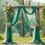 Wedding Arch Draping Fabric,1 Panel 18FT Emerald Green Sheer Chiffon Curtain Drapes 6 Yards for Wedding Ceremony Birthday Party Decoration