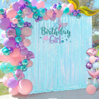 Blue Iridescent Backdrop Curtain for Party: 10ftx10ft Sequin Background for Mermaid Wedding Birthday Decorations