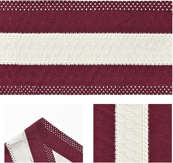 Artoid Mode Red Farmhouse Rustic Table Runner, Seasonal Hollow Kitchen Dining Table Decoration for Home Party Decor 12x90 Inch