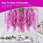 5 Pack Purple Red Wisteria Hanging Flowers, 3.44 Ft Fake Hanging Flowers, Artificial Wisteria Garland Vines for Wedding Room Backdrop Outdoor Patio Garden Decoration