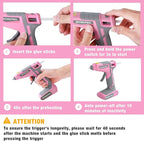 WORKPRO Pink Cordless Hot Melt Glue Gun, 7.2V Rechargeable Fast Preheating Glue Gun Kit with 20 Pc Premium Mini Glue Stick, Automatic-Power-Off Hot Glue Gun for Art, Craft, Decoration - Pink Ribbon