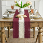 Artoid Mode Red Farmhouse Rustic Table Runner, Seasonal Hollow Kitchen Dining Table Decoration for Home Party Decor 12x90 Inch