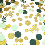 300PC Gold Glitter and Sage Green Happy 50th Birthday Decorations for Men/Women Greenery 50th Birthday Confetti for Table Fifty Party Decor Supplies