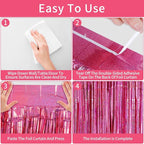 Picoway 4 Pack Pink Foil Fringe Tinsel Backdrop Curtains, Birthday Engagement Bachelorette Party Decorations, Photo Booth Props Door Streamers Curtain