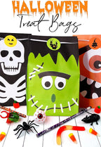 90PCS Halloween Treat Bags Party Favors - Trick or Treat Candy Goodie Gift Bag Stuffer Filler Paper Supplies Decorations with 90 Stickers