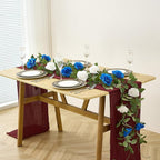 Royal Blue Artificial Rose Garlands Rose Vines Leaves Banners Hanging Floral Garland Fake Rose Flower Vine Wall Decorations