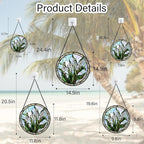 Stained Glass Window Hanging, White Green Lily of The Walley Flowers Sun Catcher for Door Home Decor Plants Suncatcher Christmas Mother's Day Birthday Gifts for Women Men Mom Nana 11.8 in