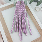 YAOSHENG Premium Disposable Waves Striped Drinking Paper Straws, Pack 100 Purple Waves Paper Straws for Cocktail Party Supplies,Birthday,Bridal/Baby Shower,Juice,Shakes (Purple Waves)