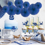 20 Pcs Navy Blue Hanging Paper Fan, Hanging Honeycomb Round Paper Fans for Weddings, Birthdays, Easter, Baby Showers, Classroom, Events Ceiling Party Supplies Decorations