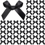 YGDZ 50 PCS Mini Black Bows, Small Stain Ribbon Black Bow for Cake, Tiny Bows for Crafts, Bow Decorations for Party Favors, Balloons