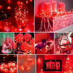 pozzolanas 12 Pack Red Battery Operated String Lights - 7ft Waterproof Fairy Lights with 20 LEDs for Home, Mason Jar, Party, Wedding, Halloween, Christmas Decorations