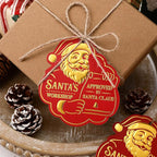 36 Pcs Christmas Gift Tag with String 3D Santa Gift Tag Gold Foil Present from Santa Claus Premium Gold Tags for Kids Christmas Party Decor(Vintage)