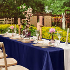 TURSTIN 4 Packs Satin Tablecloth 102 x 58 Inch Overlay Satin Table Cover Rectangle Bright Silk Tablecloth Smooth Fabric Table Decoration for Wedding Banquet Party Events, Navy Blue