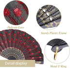 QIRMIZI 10 Pack Fabric Folding Handheld Fans, Perfect for Weddings, Parties, and Dancing,Red