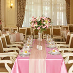 TURSTIN 4 Packs Pink Satin Tablecloth 102 x 58 Inch Overlay Satin Table Cover Rectangle Bright Silk Tablecloth Smooth Fabric Table Decoration for Wedding Banquet Party Events