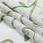 VISIONTEX White Sheer Voile Curtains, Decorative Leaves Embroidery Faux Linen Rod Pocket Window Drapes for Home Kitchen, Living Room and Bedroom 26 x 36 Inch, Set of 2 Curtain Panels