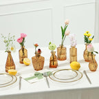 Vintage Small Glass Vases Set of 10,Mini Bud Vases for Flowers,Amber Glass Vases for Centerpieces,Wedding Decorations,Home Table Flower Decor (Amber)