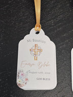 Mi Bautizo Baptism Christening Personalized Thank You Tags 20 pcs - More Colors Available (White/Gold)