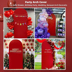HEMMOTOP Red Arch Cover 7.2 ft (No Arch Backdrop Stand), Spandex Wedding Balloon Stretchy Arch Backdrop for Photo, Party, Ceremony, Birthday, Baby Shower, Anniversary Decoration