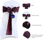 MDS Pack of 125 PCS Satin Chair Sashes Charmeuse Sateen Dining Chair Bows Ribbon Ties Back Sash for Wedding Party Birthday Home Hotel Restaurant Banquet Decoration (7 x 108 Inch, Plum)