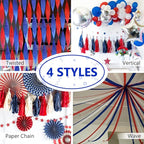 PartyWoo Red and Blue Crepe Paper Streamers 4pcs 328ft Pack of Red and Blue Crepe Paper Streamers for Birthday Engagement Baby Shower Bachelorette Graduation Wedding Independence Party Decorations