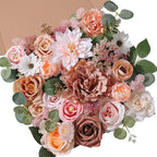 SERRAFLORA Artificial Flowers Combo Box Set Faux Flowers Bulk Flower Leaf with Stems for DIY Wedding Bouquets Centerpieces Baby Shower Party Home Decorations(Champagne Pink)
