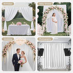 Joydeco White Curtains Backdrop for Wedding Parties, Photo Backdrop Curtains for Wedding Decorations Birthday, Wrinkle Free Polyester 5ft x 10ft Fabric Drape 2 Panels with Rod Pockets