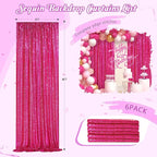 Party Backdrop Curtain 2ftx8ft Hot Pink Backdrop Drapes Curtains Panels with Rod Pockets 6 Pieces Sequin Fabric Flamingo Party Decor