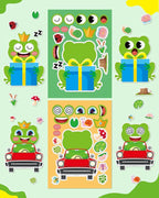 Aowplc 32 Sheets Frog Make-a-Face Stickers for Kids 8 Cute Designs Frog Craft Activities & Party Favors