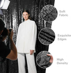 Black Sequin Backdrop Curtain 4 Pieces 2FTx8FT Glitter Photography Backdrop for Party Wedding Birthday Christmas Decorations