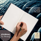 SETTINI Lined Journal, Ideal for Journaling - A5 Vegan Leather Notebook, 192 Archival-Quality Pages, QuillEase Bleed-Free Paper, Inner Pocket & Bookmark - Whale Gifts for Women & Men, Navy Whale