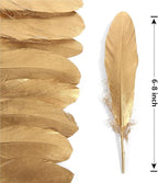 THARAHT 120pcs Gold Goose Feathers Natural Bulk 6-8 inch 15-20cm for Crafts DIY Cosplay Wedding Party Halloween Decoration Goose Nagoire Feathers