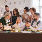 QZYL 12 PCS Brown Plastic Tablecloths, 54 in x 108 in Dinner Table Cloths, Rectangle Table Cover for Birthday Party Family Gathering Wedding