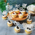 Ephlyn 30Pcs He Asked She Said Yes Cupcake Toppers Glitter Engagement Cupcake Toppers Diamond Ring Heart Love I Do Cupcake Picks for Engagement Wedding Party Cake Decorations Silver