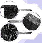SquarePie Sequin Backdrop Curtain Less See Through Background for Wedding Halloween Party 20FT x 10FT Black