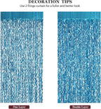 3 Pack 3.3 ft x 6.6 ft Teal Foil Fringe Curtains - Sparkle Metallic Curtains Party Decorations Photo Booth Decorations Party Supplier