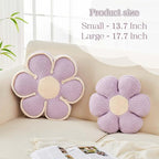 Flower Pillow, Soft Flower Decorative Throw Pillow, Cute Daisy Flower Shaped Seating Floor Cushion Room Décor Plush Pillows for Sofa Couch Bed (13.7 Inch, Lavender)