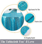 ShinyBeauty Turquoise Sequin Tablecloth, 54''x54'' Square, Elegant Table Overlay, All-Season Tablecover for Party, Event Decoration