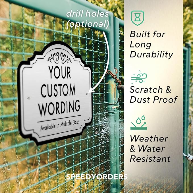 Custom Decorative Outdoor Signs, Personalized Aluminum, Customized Driveway, Waterproof Made in USA, Metallic Silver 42x28 In