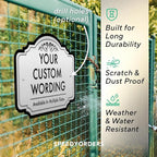 Custom Decorative Outdoor Metal Sign, Personalized Aluminum Driveway Sign - Waterproof, Made in USA - Design 2 Metallic Silver 14x10 In