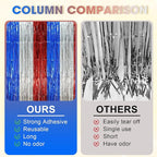 2 Pack Blue Red Silver Foil Fringe Backdrop Curtains, Tinsel Streamers Party Decorations, Fringe Backdrop, Door Shimmer for Independence Day or Birthday Party
