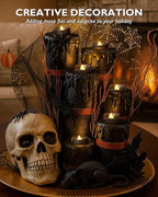 Homemory Black Tea Lights Candles Battery Operated, 200+Hour Flameless Flickering Fake Electric LED Colored Tealights Candles for Halloween, Theme Party, Wedding Table Decor, Holiday Decor, 12-Pack